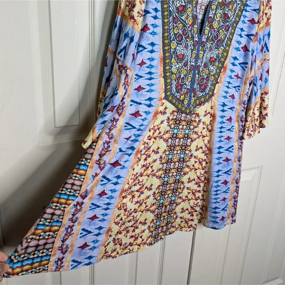Soft Surroundings Fifi Tunic Top XL Embroidered Mixed Print Bell Sleeve Floral - Picture 8 of 13